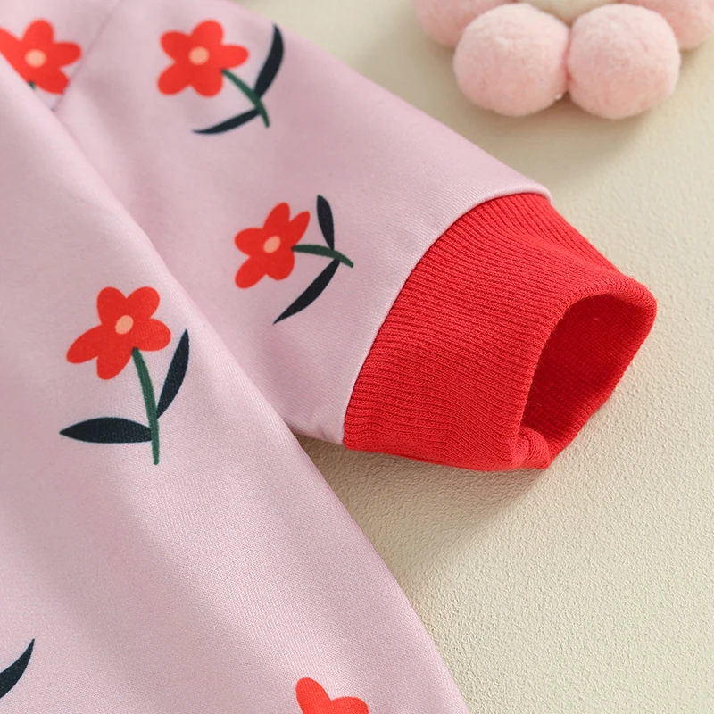 

Baby Girls Sweatshirt Romper Floral Print Long Sleeve Jumpsuits for Newborn Infant Toddler Cute Clothes