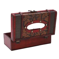 Wooden Tissue Box Vintage Style Durable Wood Classic Texture Tissue Box Holder Decoration for Home Office Hotel 22 x 12 x 9cm 2