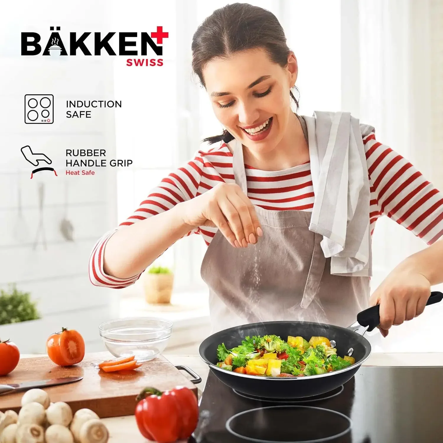 Set – 23 Piece –Black Multi-Sized Cooking Pots with Lids, Skillet Fry Pans and – Reinforced Pressed Aluminum M 6