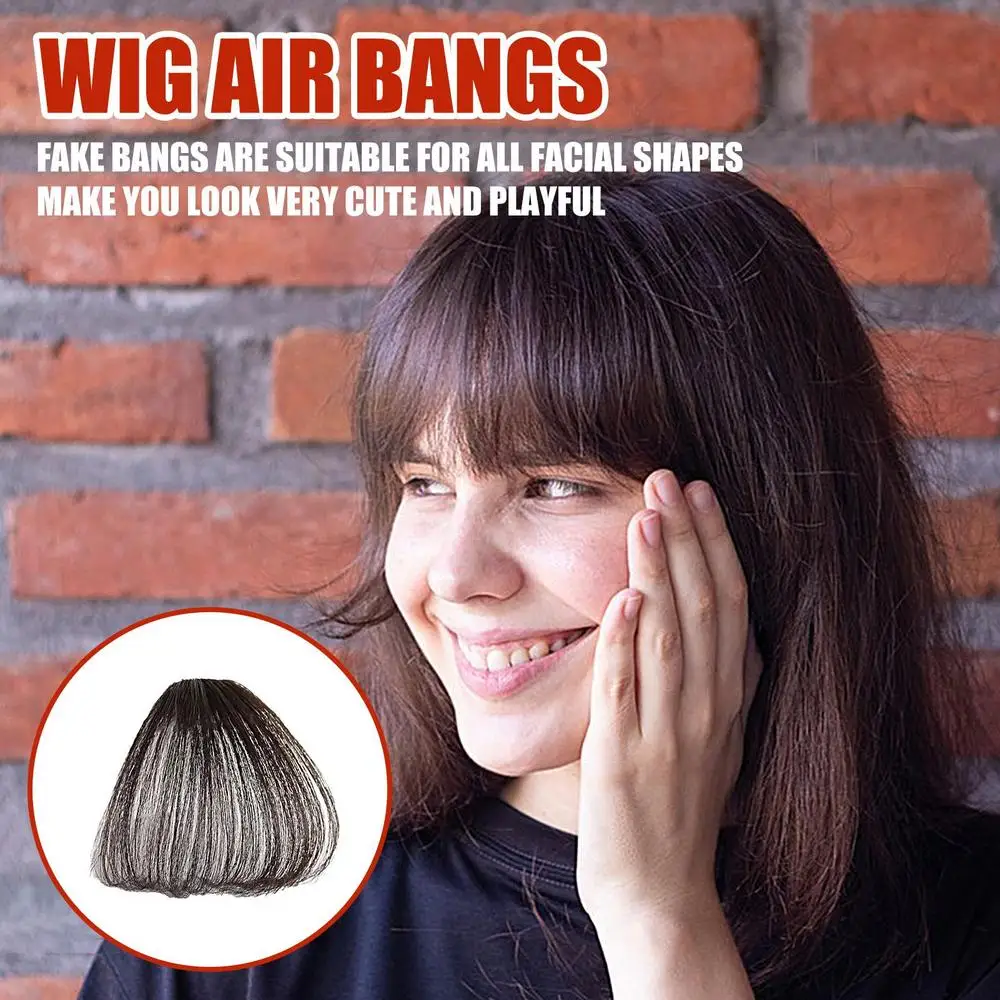 Description Picture 2 of itemFake Air Bangs Clip On Hair Styling Tools Hair Clip Hair Extensions Synthetic Hair Fake Bangs Natural Wig Clip In Bang For Women