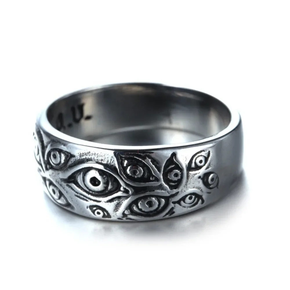 Vintage Gothic Minimalist Trend Devil's Eye Ring Men's and Women's Street Niche Party Creative Fashion Hip Hop Niche Gift Jewelry