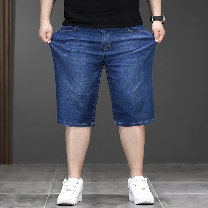 New Summer Denim Short Jeans Men Plus Size M-44 46 48 Fatty Guys Middle Pants Trendy Cowboy Short Pant Male High Quality Brand 5