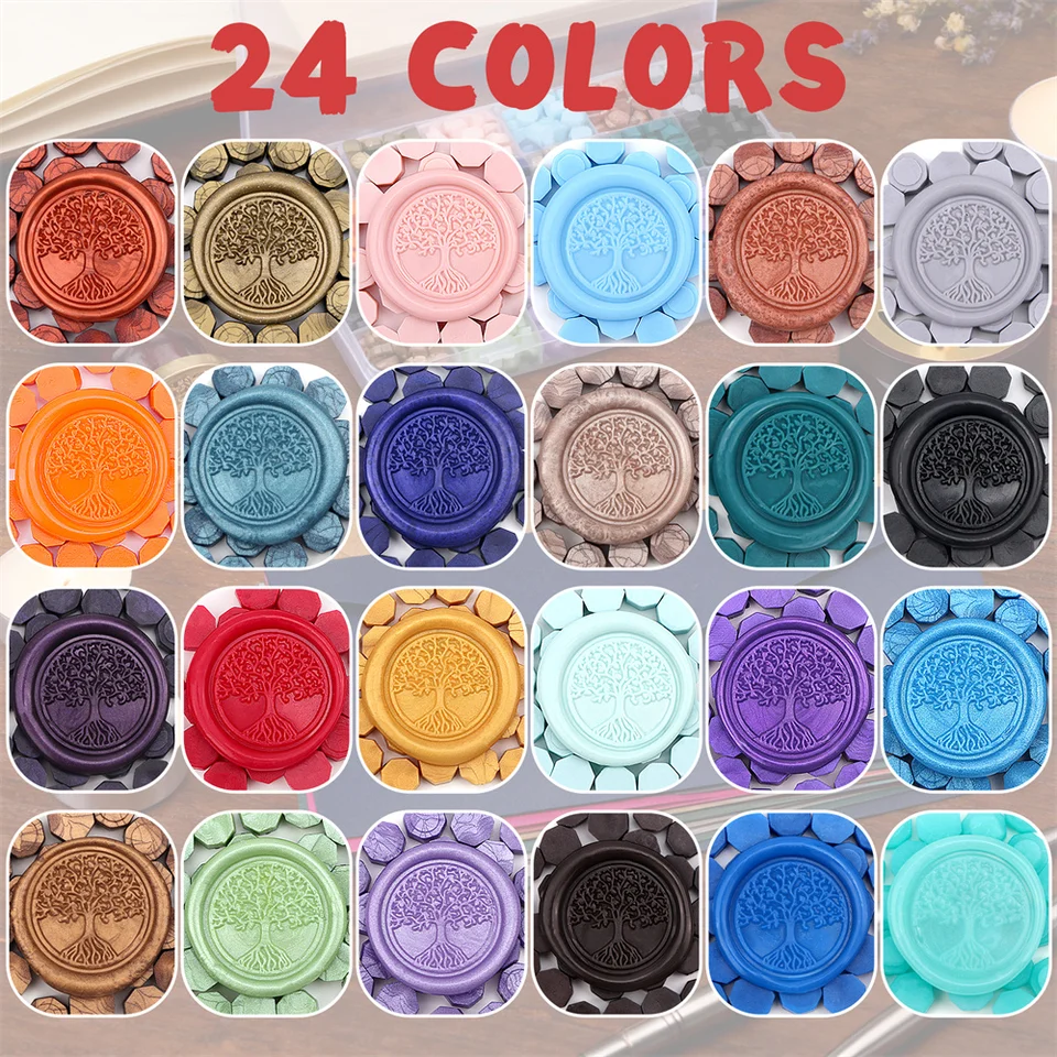 Wax Seal Kit, Premium Wax Seal Stamp Kit With 24 Colors 624 Pcs Beads, Metall