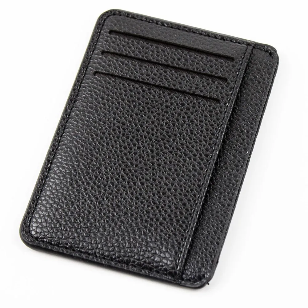 ID Credit Bank Card Holder Wallet Men Card Holder PU Leather 6 Cards Slot Ultra-thin Lichee Pattern Money Wallet