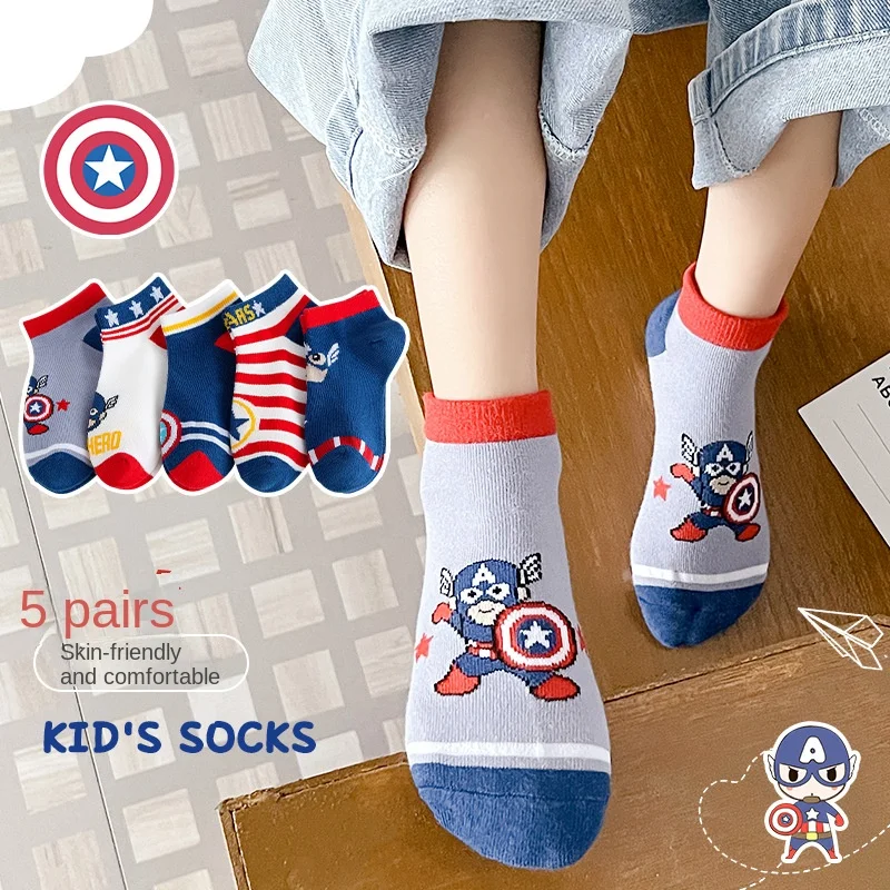 5 Pairs Spiderman Children Socks Anime Kids Boys Short Sock Iron Man Captain America Cartoon Baby Summer Spring Boat Socks 1-12Y 20 Sd24872dcd8394930ba2e6d5aea3e96029