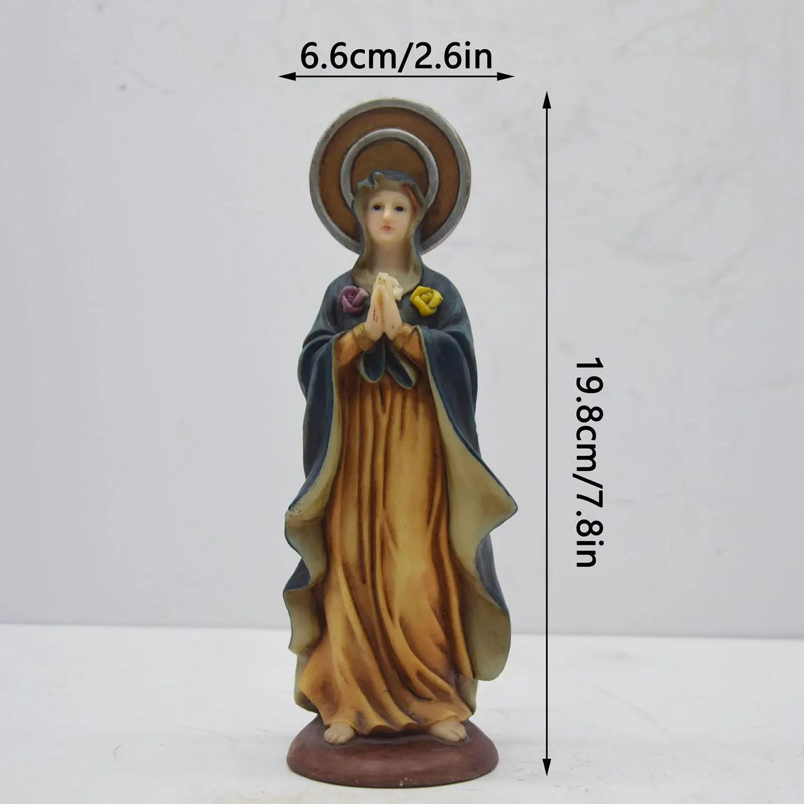 7.8inch Virgin Mary Figurine Resin Craft Lightweight Catholic Sculpture