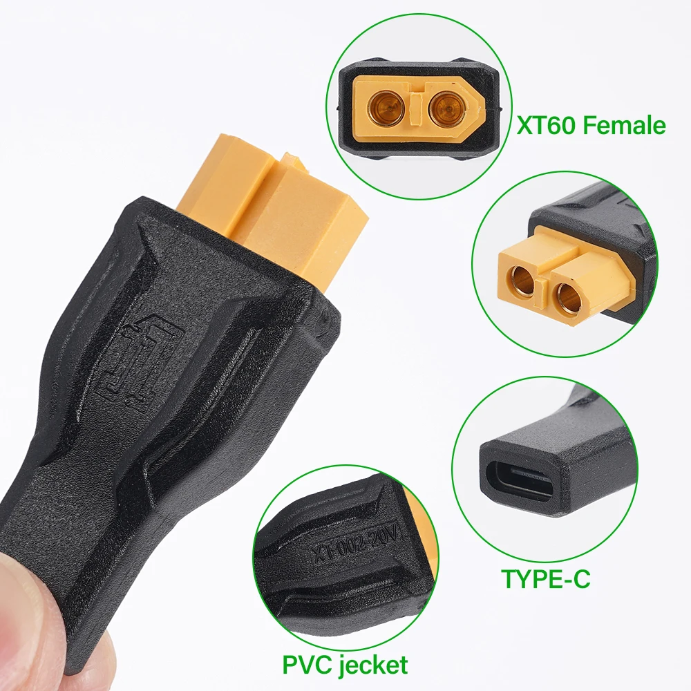 Adaptateur USB-C vers XT60 100W PVC pour drone batterie
