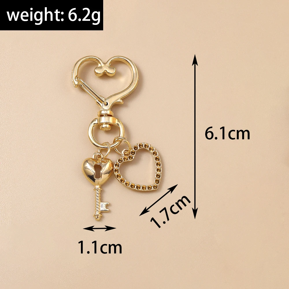 Romantische Legierung Liebe Herz Schlüsselanhänger Kristall Schlüsselanhänger Anhänger für Frauen Mädchen Handtasche Dekor DIY handgemachten Schmuck Geschenke – Detail 2