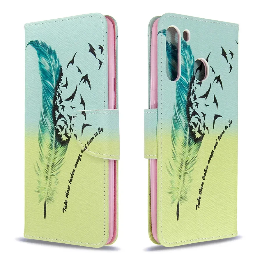 Elegant Magnetic Flip Leather Wallet Case with Artistic Paintings Design