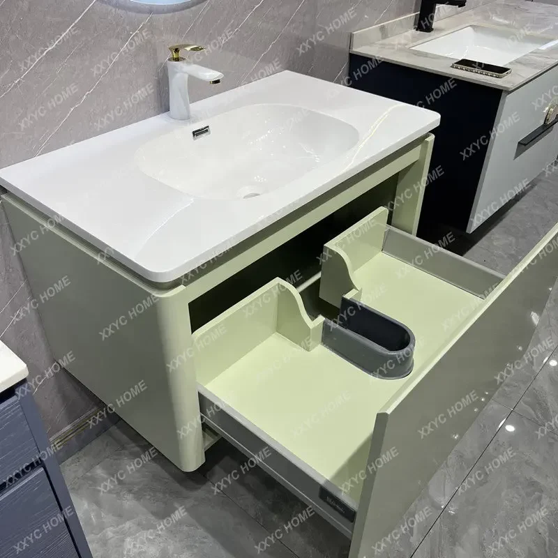 Oak Bathroom Cabinet Modern Minimalist Washstand Bathroom Hand Washing Washbasin Cabinet Smart Mirror
