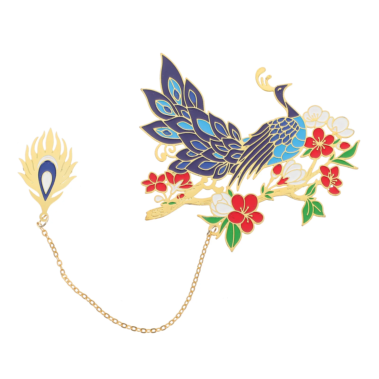 

Hollow Peacock Bookmark Ornament Exquisite Metal Copper Page-marker Peafowl Shaped