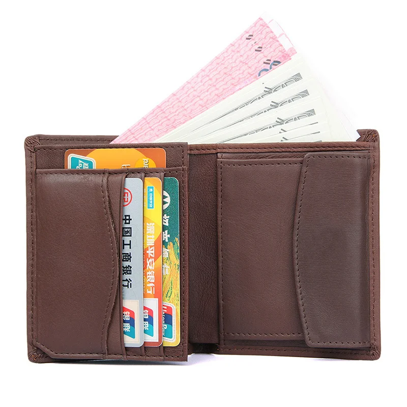 

Fashion Leather Wallet For Men RFID Functional Coin Purse Slim Short Pocket Wallet Real Cowskin For Man crhistmas gift