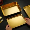 Golden Kitchen Stainless Steel Food Storage Trays Rectangle Fruits Barbecue Dish Serving Plate  Baking Pan Organizer Container 5