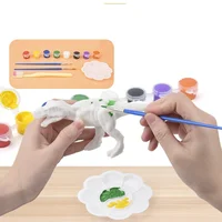 6/8PCS DIY Paint Your Own Dinosaur Kit Blank Dinosaur Model Figurine Washable Paint Brush Palette Educational Graffiti Art Toy 3