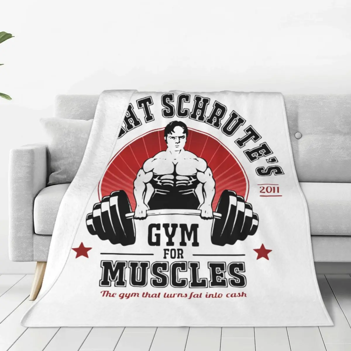 

Dwight Schrute's Gym For Muscles The Office Blankets Tv Show Flannel Funny Warm Throw Blanket for Bed Sofa Decoration