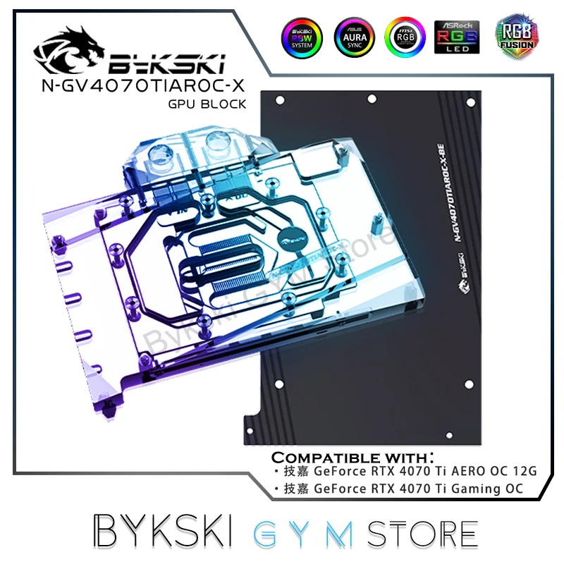 Bykski 4070Ti Gpu Watetblock Per Gigabyte Rtx 4070 Ti Gaming Oc Water Cooler Argb Sync + Backplate In Alluminio N-Gv4070Tiaroc-X