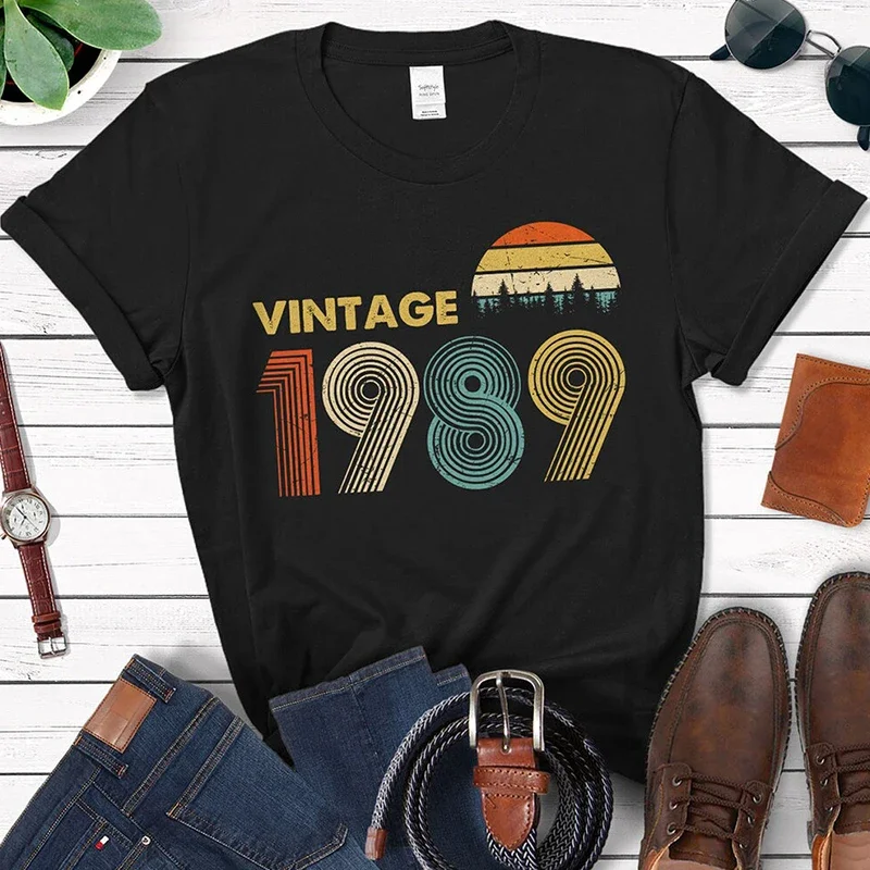 

Vintage 1989 T-Shirt 35th Birthday Gift Idea for 35 years old Dad Grandpa Mom Grandma Men Women 80s Retro Shirt Classic Tshirt
