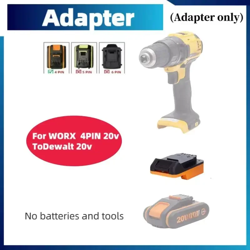 Battery Adapter For Worx 18/20V Li-Ion Battery Convert to For  Dewalt 18V Power Tools    (Not Include Tools And Battery) wp include