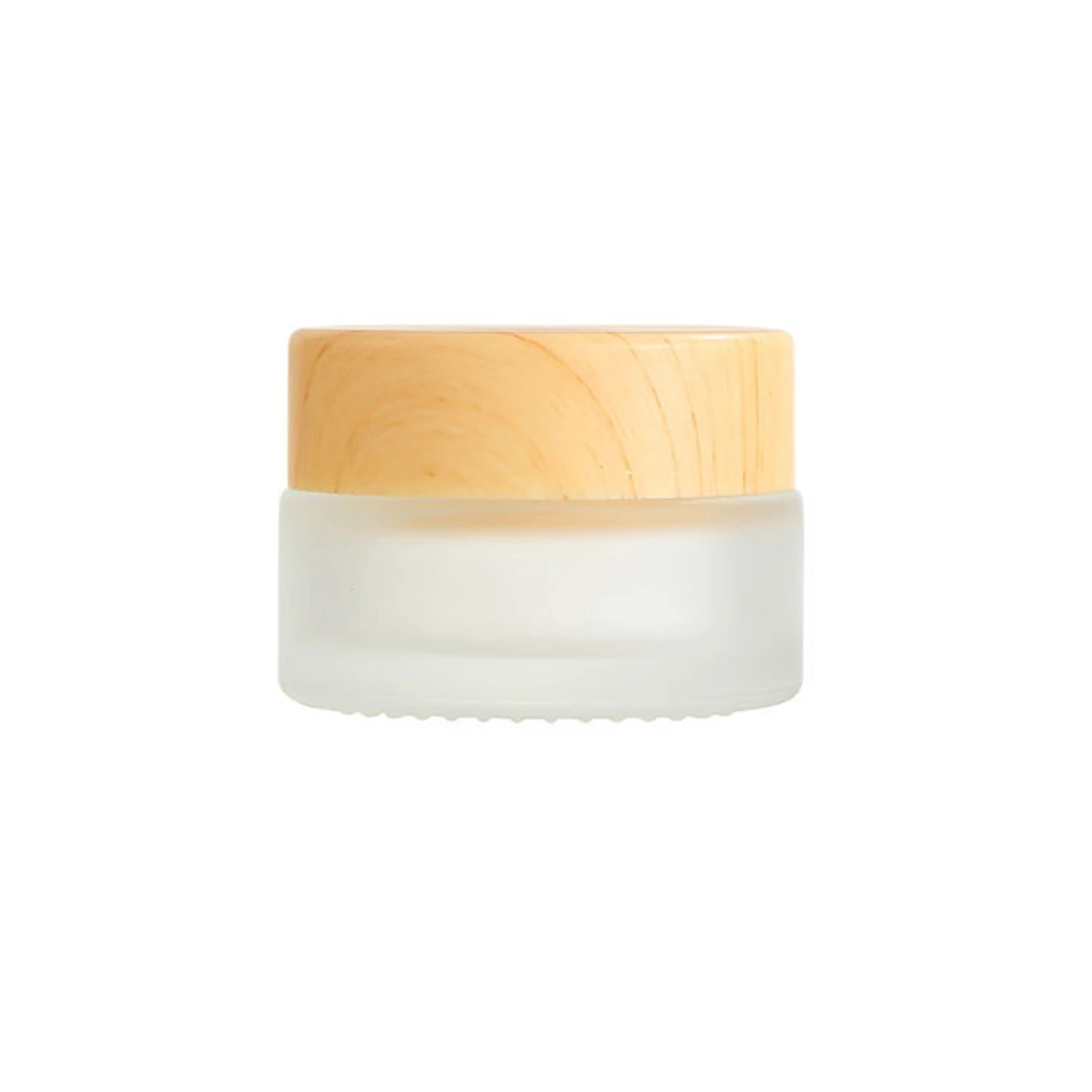 

Glass Cream Dispenser Wood Grain Lid Frosted Anti-corrosive Leakproof Sealed Makeup Cosmetic Travelling Container 5g