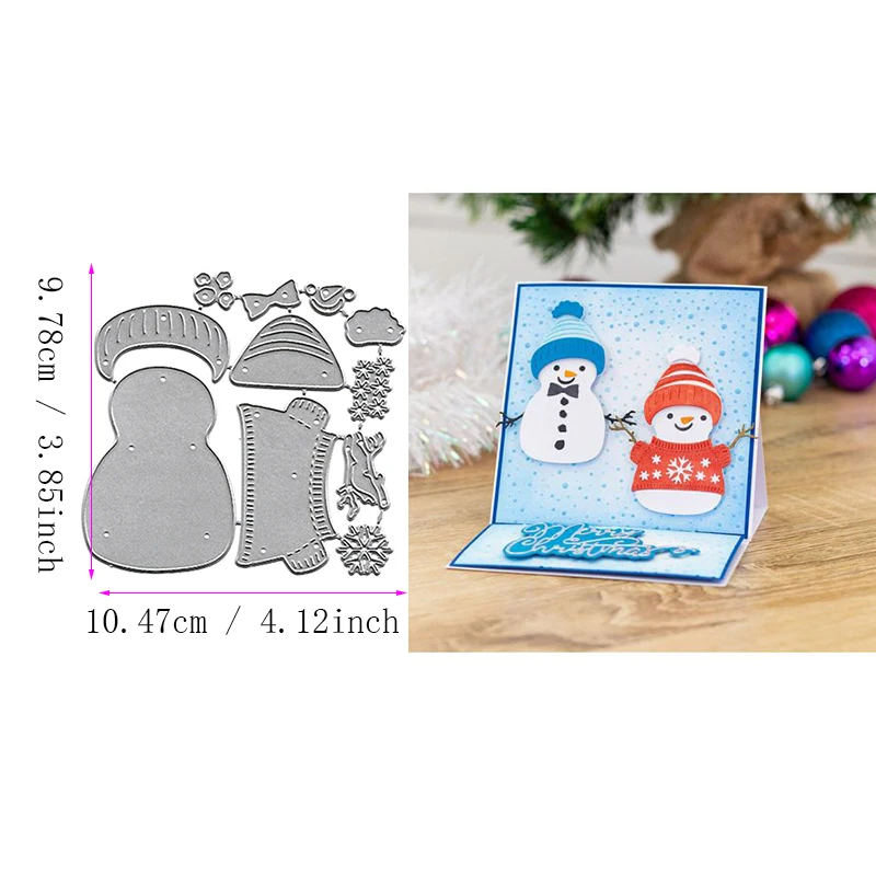 Рождественская металлическая высечка для фотоальбома «сделай сам», скрапбукинг, 3D поздравительная открытка, украшение, креативная сборка, снеговик, новинка 2021