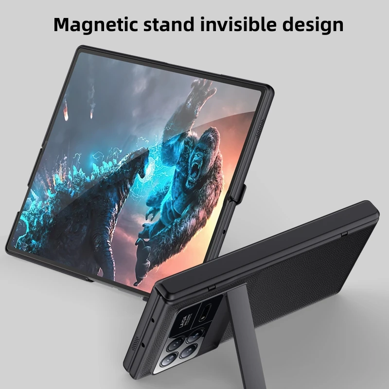 Luxury Leather Case For Xiaomi Mix Fold 3 Flip Full Protection Back Cover For MI X Fold3 Magnetic Bracket HD Glass Case Funda