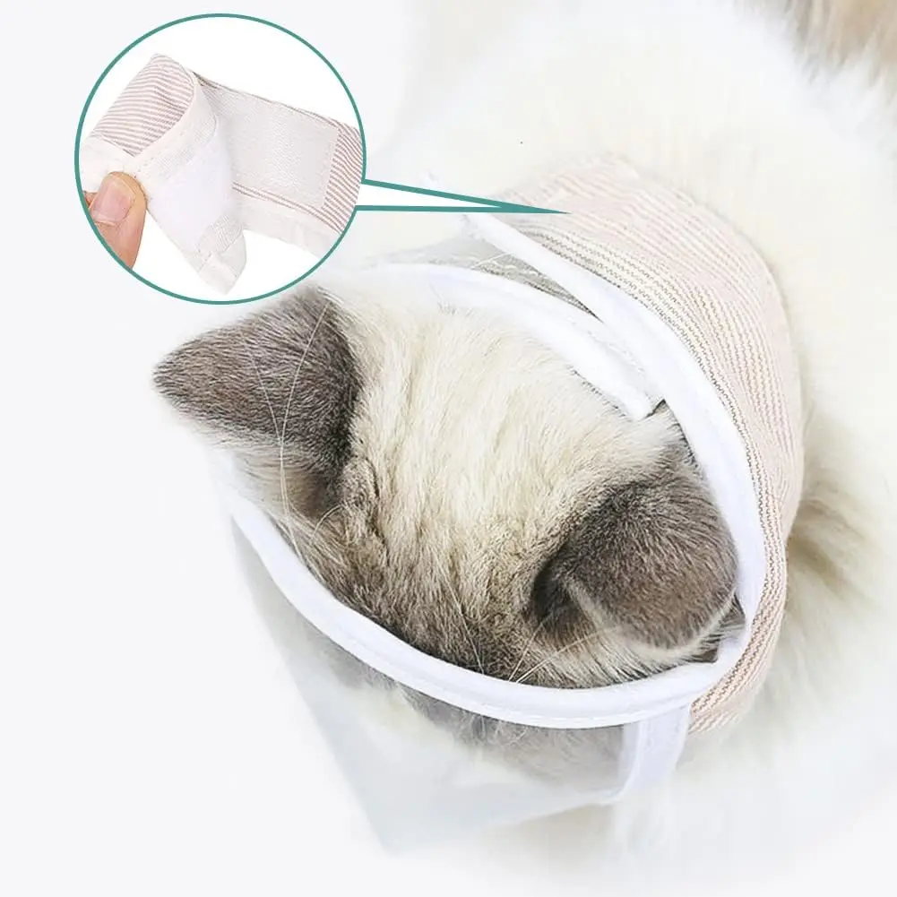 TONG New Cat Anti Bite Muzzles Breathable Transparent Cat Helmet Adjustable Kitten Mask for Nail Trimming Grooming 4