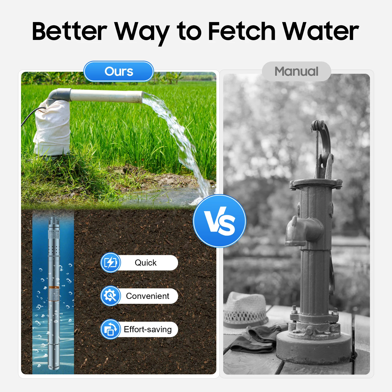 2" Tauch-Tiefbrunnenpumpe, 55 m Kopf 220 V/50 Hz Edelstahl-Wasserbrunnenpumpe für Bewässerung und den Heimgebrauch – Detail 6