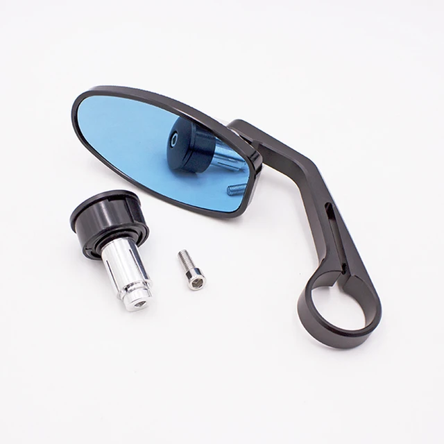 Specchietti Rotondi In Alluminio CNC Per Manubrio Moto 22mm – Coppia Neri Con Vetro Convesso, Design Retro E Montaggio Versatile