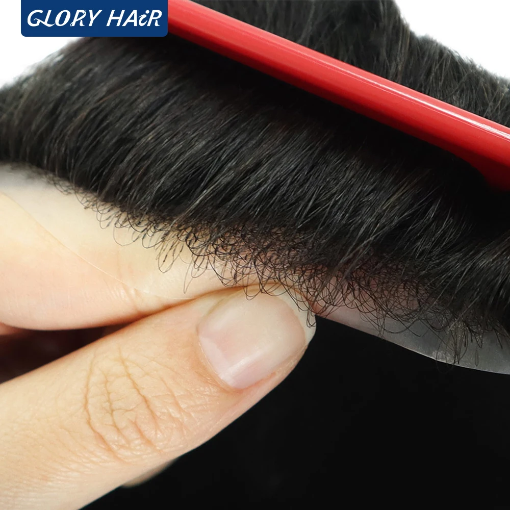 Gloryhair 호주 남성 모세관 보형물 헤어 프리 스타일, MenToupee 헤어, 브라질 무료 배송