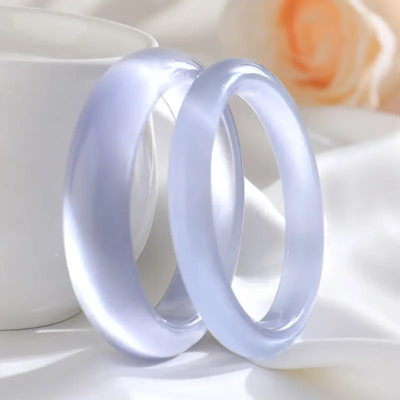 High Quality Natural Genuine Small Gray Opal Bracelet Fashion Bangles Jewelry Female Haze Blue Cat Eye Effect Obvious