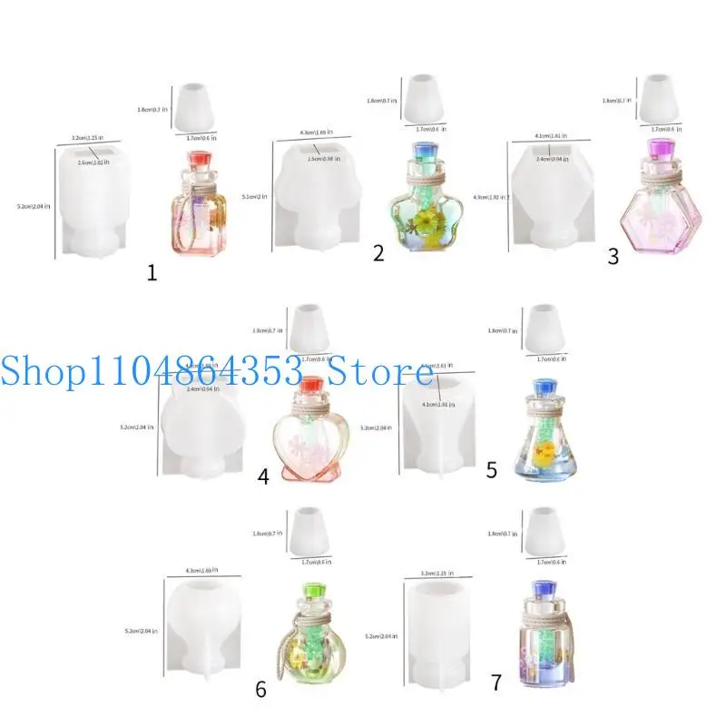 Epoxy Resin Drift Bottle Mold Heart Shaped Wishing Bottle Pendant Mold Night Light Keychain Jewelry Making Silicone Mold