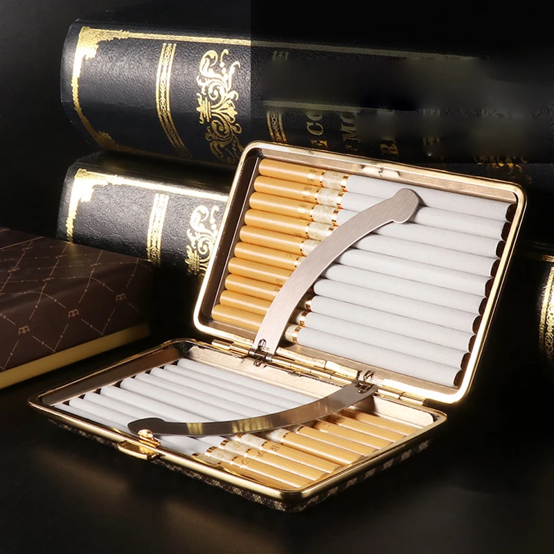 20Pcs Retro Lengthened Thin Cigarette Case Leather Material Split Wear-resistant Anti-Pressure Cigarette Accessories
