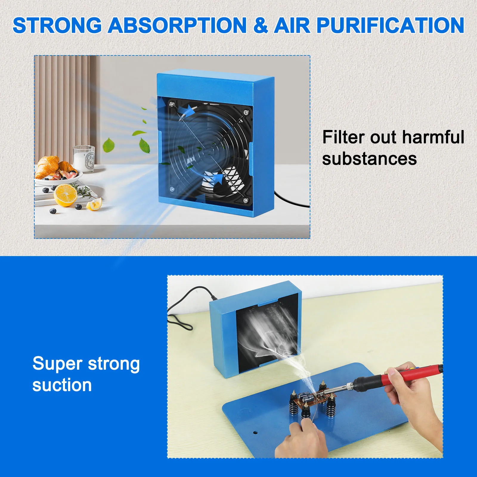 Toolour 30W Welding Smoke Exhaust Fan Solder Smoke Absorber Remover 2 Extra Fan Filters for Mobile Phone Motherboard Repair 5