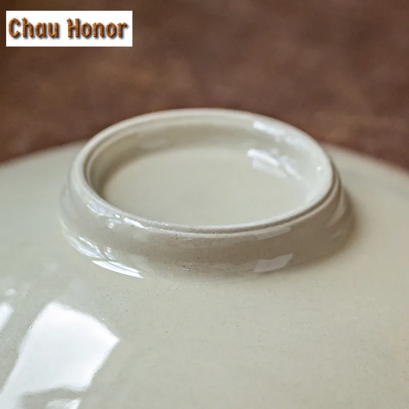 2pc/Set Retro Plant Grey Glaze Ceramic Tea Cup Pad Creative Coaster Kung Fu Tea Cup Holder Thermal Insulation Plate Tea Ceremony