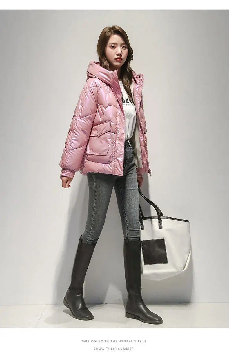 Short Down cotton Jacket For women's Winter 2026 New Glossy Fashion Loose Thick Coat Female Casual Cotton Hooded Parka Jackets