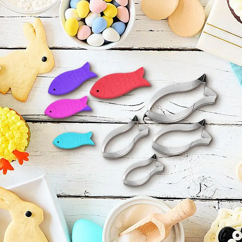 Fish Cookie Cutter For Kids Biscuit Fondant Bread Sandwich Mold Stainless Steel Fish-shaped Biscuit Molds Special Molds 4 PCS