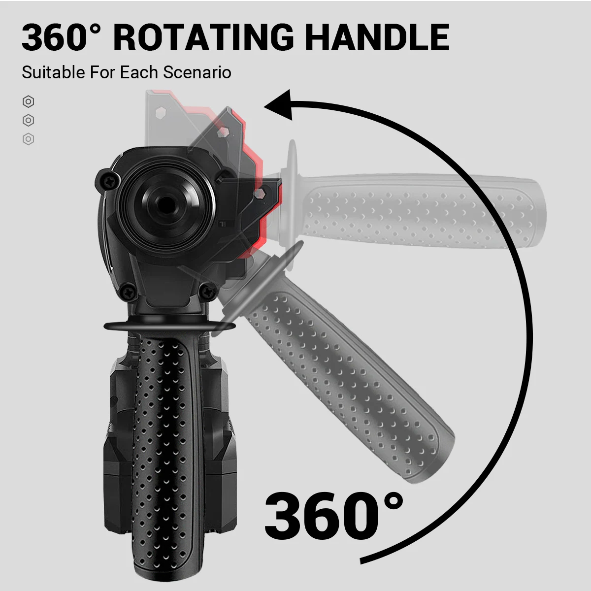 Drillpro 26MM Brushless Electric Hammer Drill Electric Impact Drill Multi-function Cordless Rotary Tool For 18V Battery 5