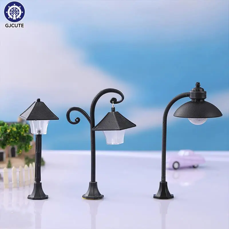 Miniature Christmas Street Lamp Post LED Lights Park Bench & Streetlight Micro Landscape Fairy Garden Ornament Dollhouse Decor 3