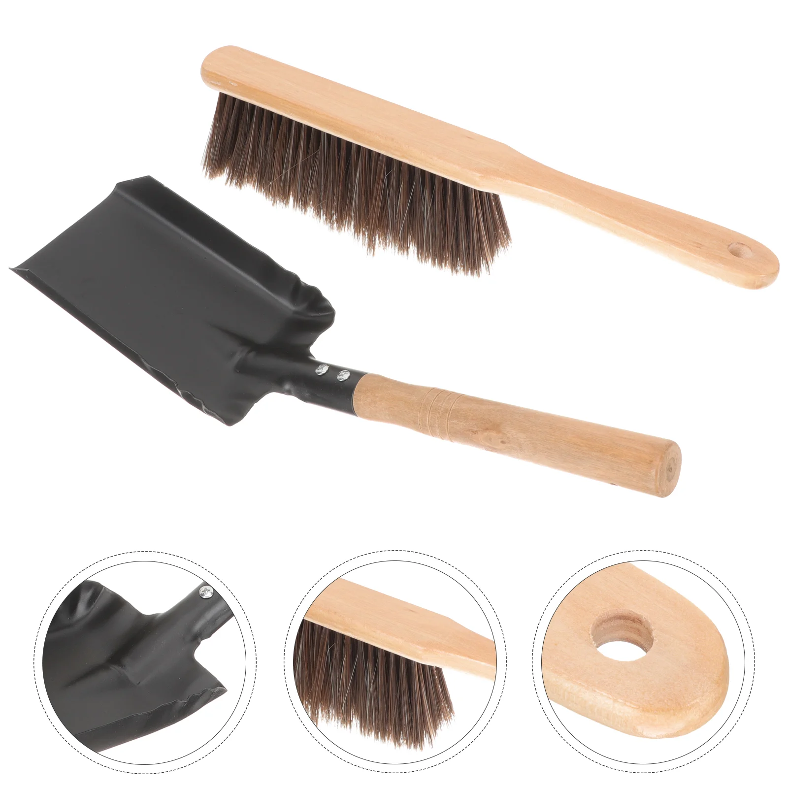 Lightweight Fireplace Cleaning Tools Wood Handle Dust Brush Shovel Set Stove Tools Fireplace Supplies Cooling Vents Heating