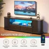 TV Stand for 65 70 Inch Tv, Entertainment Center with Power Outlets and Led, 2 Fabric Drawers Tv Stand with 2 Cabinets 4