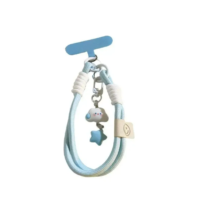 귀여운 구름 스타 다채로운 휴대 전화 스트랩 짧은 손목 스트랩 매력 키 체인 카메라 체인 끈 범용 전화 케이스 끈