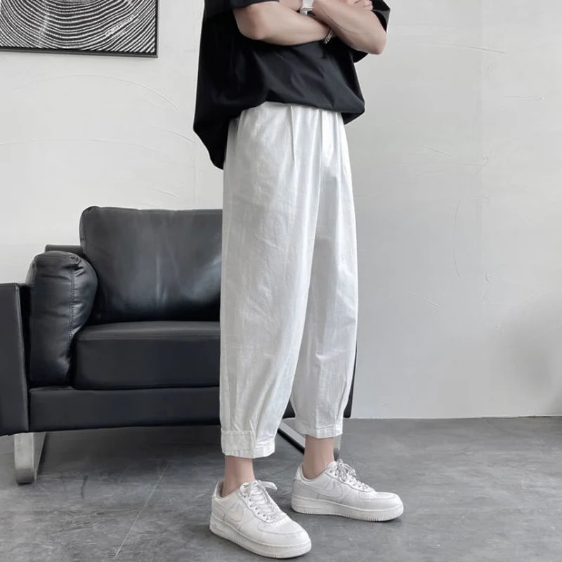 Casual All-match Solid Color Lantern Cropped Pants New Loose High Quality Micro-bomb Streetwear Comfortable Harem Trousers 2022