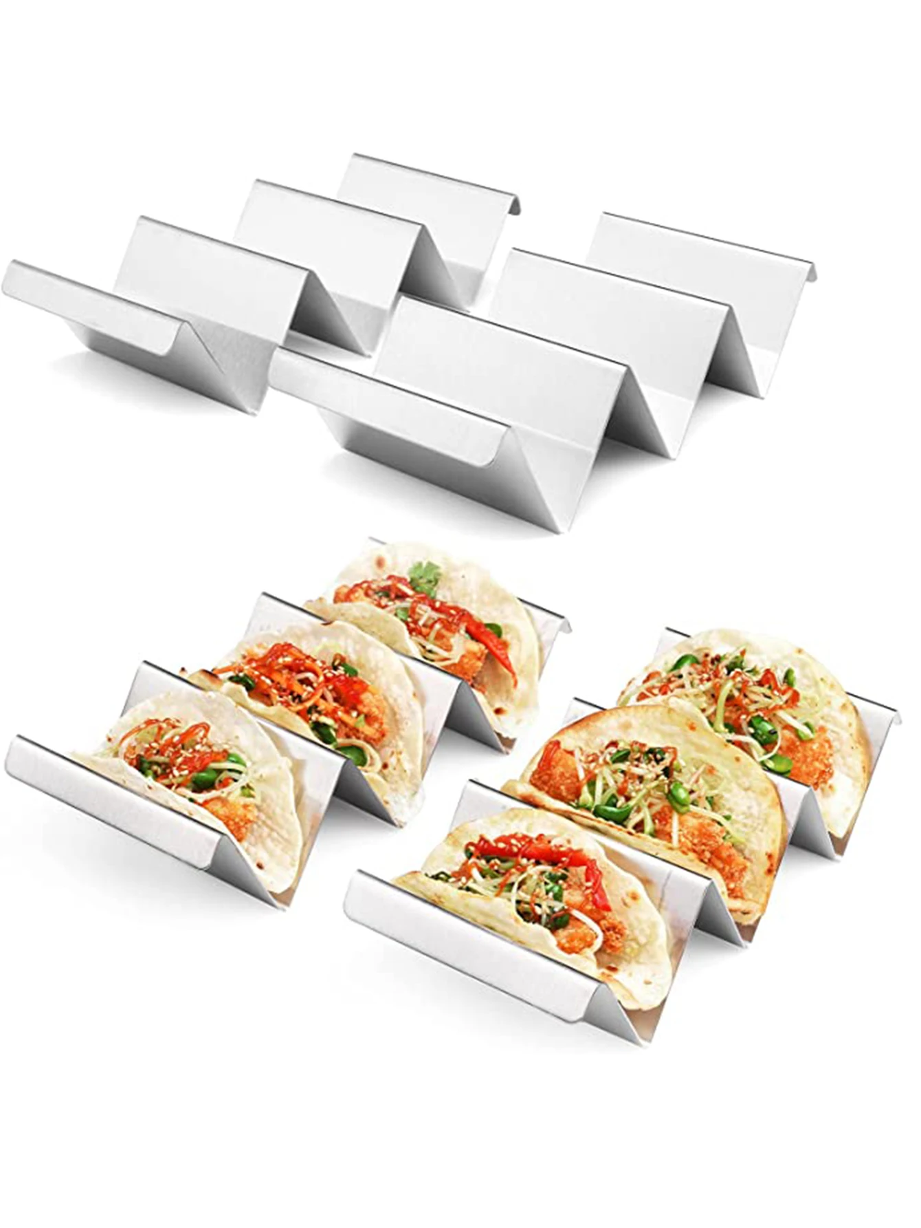 Taco Holder Stand Pancake Rack Stainless Steel Tortilla Taco Trays Plates Display Stand Mexican Food Rack Kitchen Tools taco holder