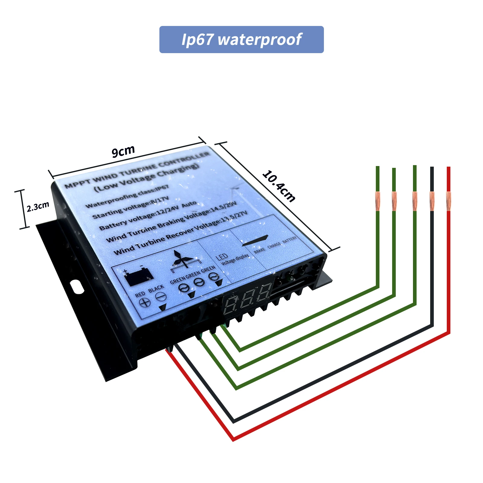 LED Voltagem Display, MPPT, IP65, 12V, 24V,