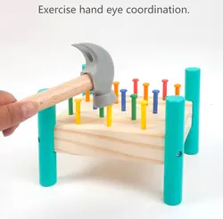 Jeu de frappe d'ongles en bois pour enfants, exercice d'illumination précoce, Coordination œil main, vie pratique pour bébés, frapper le jouet 