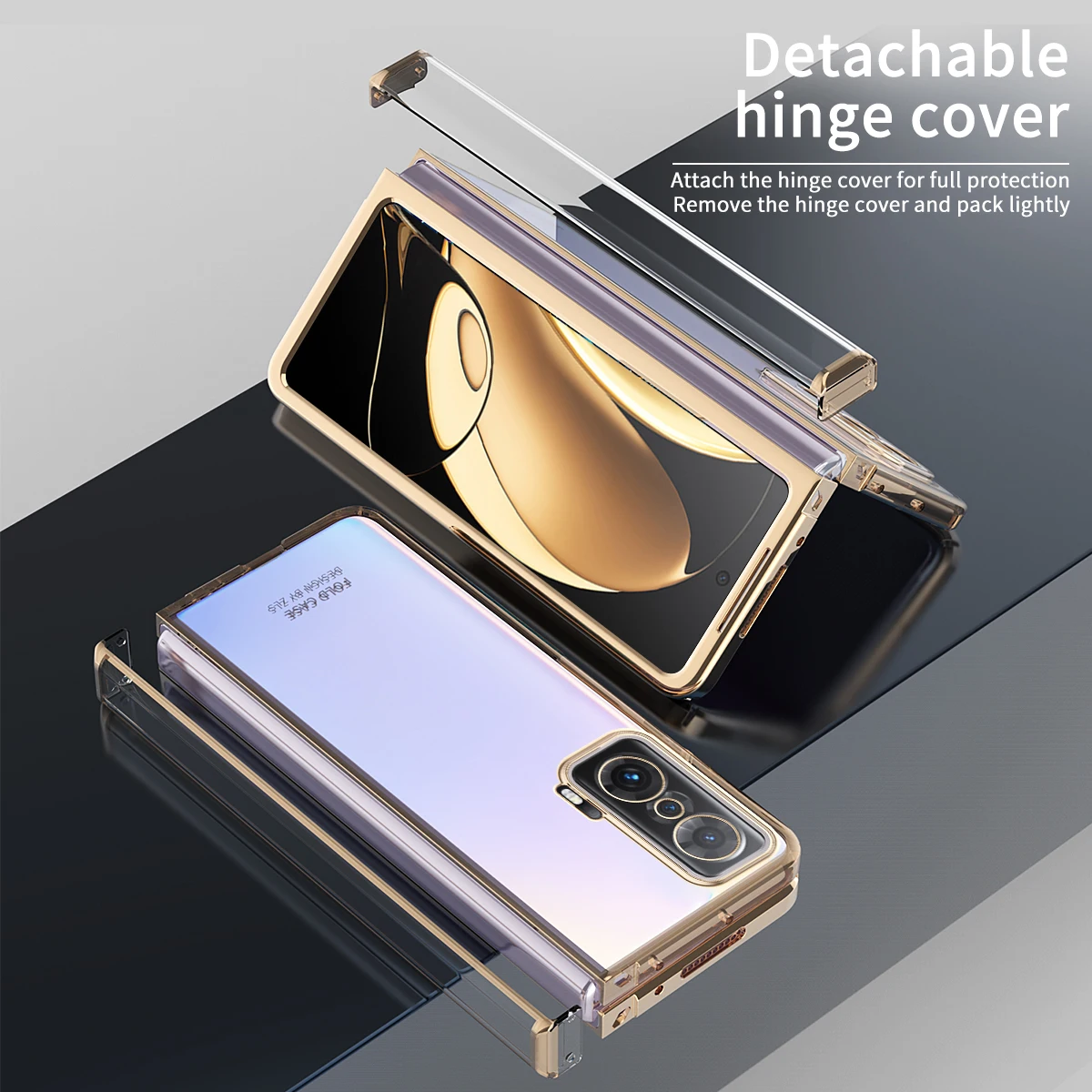 

Clear Hinge Funda Fold Case For Huawei Honor Magic V Electroplating Transparent Hard Cover 360 Fully Protected Case