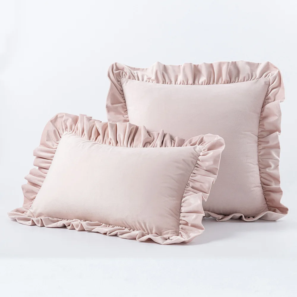 Rüschen Modern Solid Einfache Farbe Kissenbezug Samt Sofa Büro Auto Weiche Rückenlehne Kissenbezug Kissenbezug 30x50 45x45 50x50cm – Detail 21