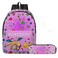 2 pz/set Anime Pikachu Pokemon Stampa Zaino Scuola Pikachu Ragazzi Ragazze Moda Laptop Zaino di Grande Capacità per I Regali 18