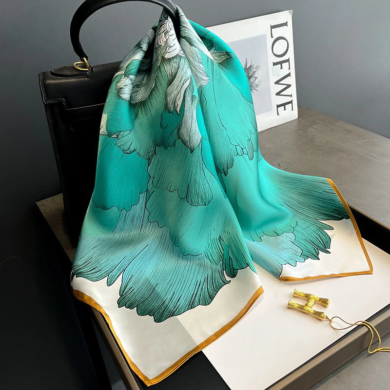 Scarf 100% Silk Bandana Women Square Scarves Wrap Kerchief Mulberry Spring Fashion Luxury High Quality Headband Hijab Shawls 6