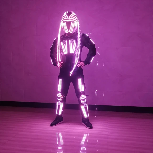 

RGB дистанционное управление светодиодные мигающие костюмы роботов светящийся доспех для ночного клуба яркий шлем